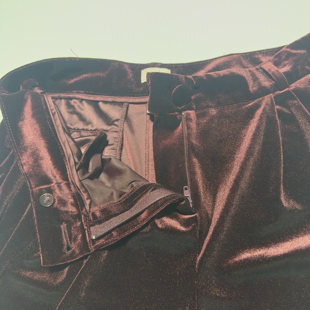 Laundry By Shelli Segal Velvet Velour Pant Suit Set M Burgundy MISSING BUTTON - Picture 8 of 15
